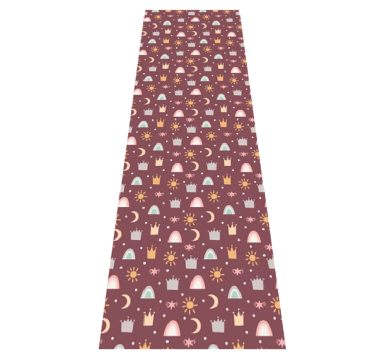 Tapis vinyle chambre motifs couronnes étoiles arc-en-ciel - TenStickers