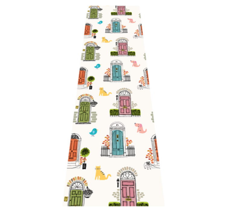 Tapis vinyle chambre symboles animaux et bâtiments - TenStickers