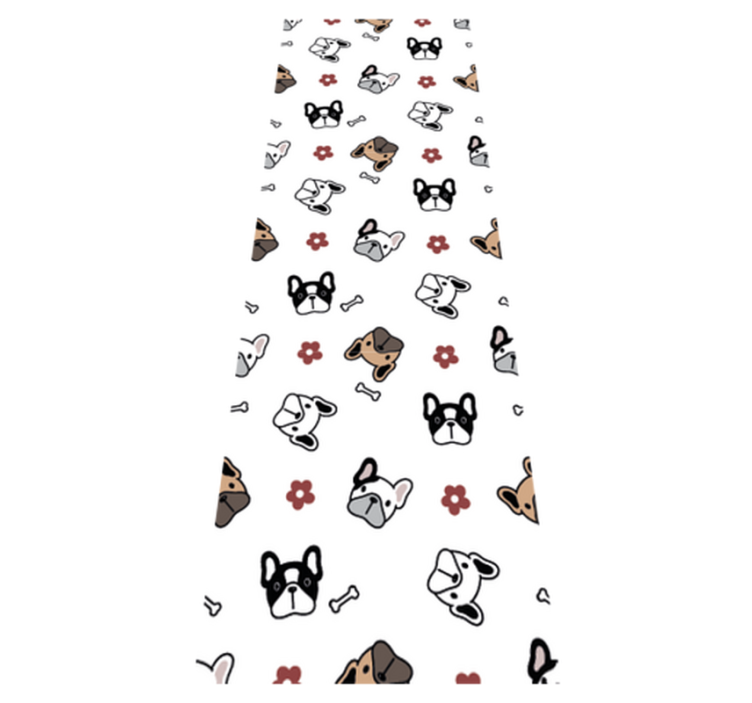 Tapis vinyle chambre fleurs et bulldogs français - TenStickers