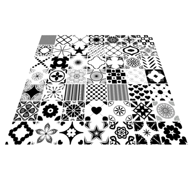 Tapis vinyle carreaux de ciment noir et blanc - TenStickers