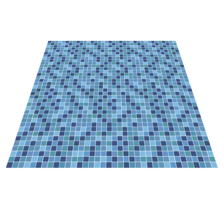 Tapis vinyle géométrique motif à carreaux bleus - TenStickers