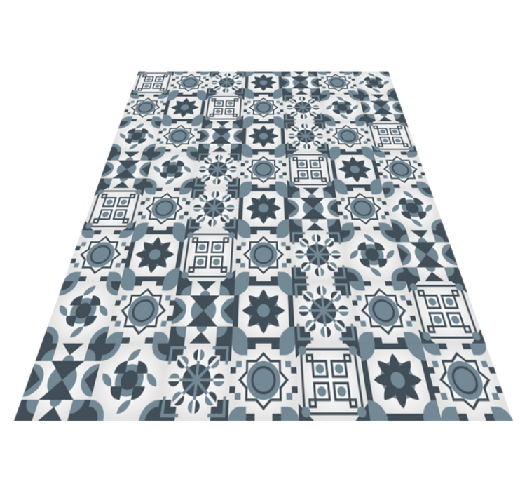 Tapis vinyle carreaux de ciment motif carrelage bleu - TenStickers