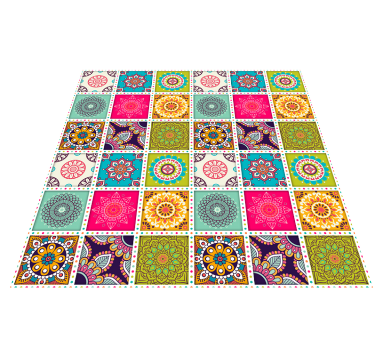 Tapis vinyle mandala motif à carreaux colorés - TenStickers