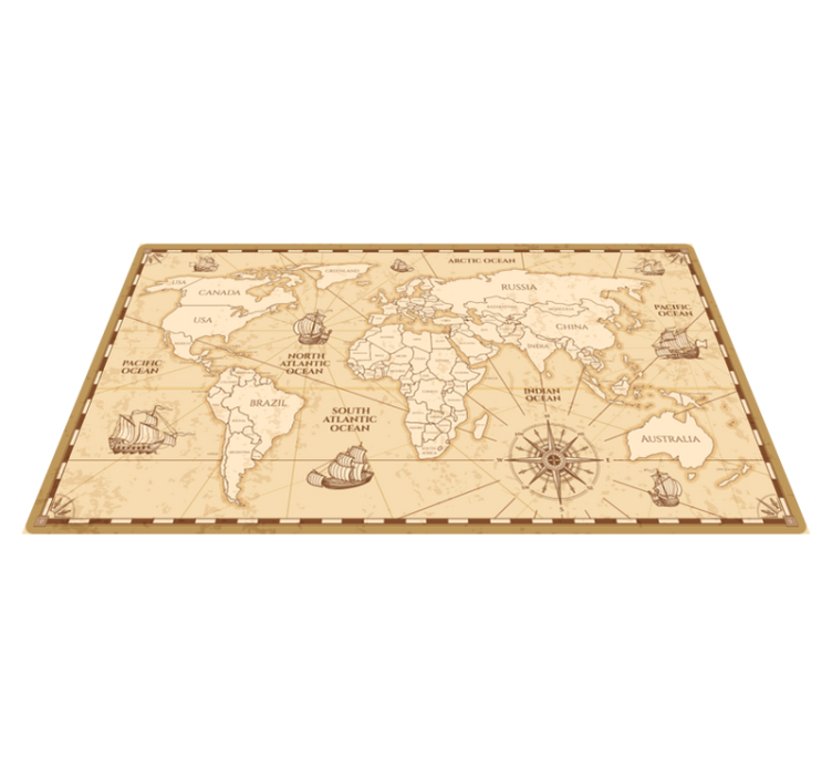 Tapis vinyle incroyable carte du monde vintage - TenStickers