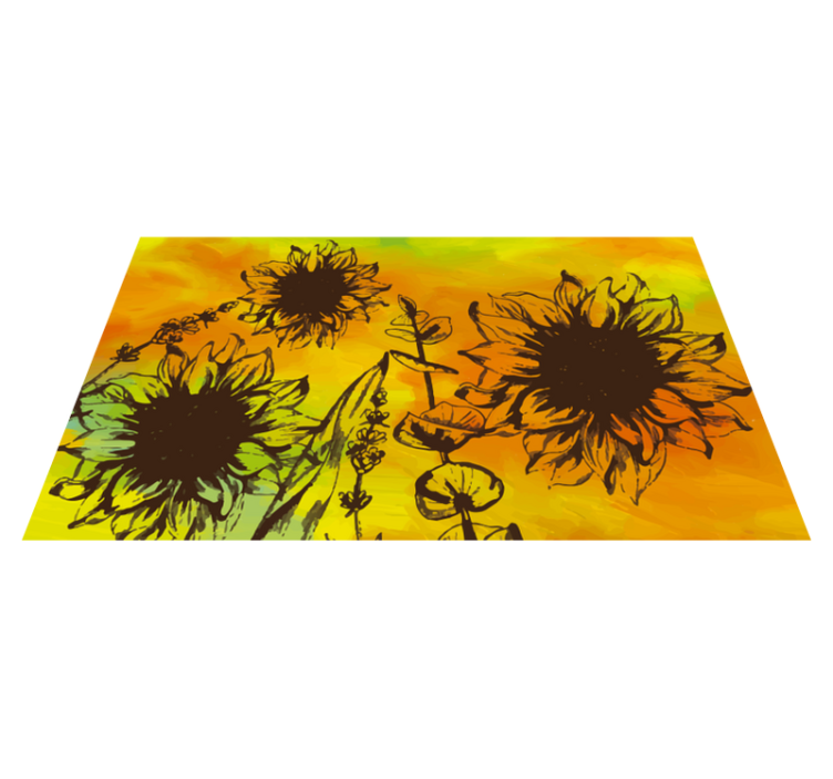 Tapis vinyle plantes croquis de tournesol - TenStickers