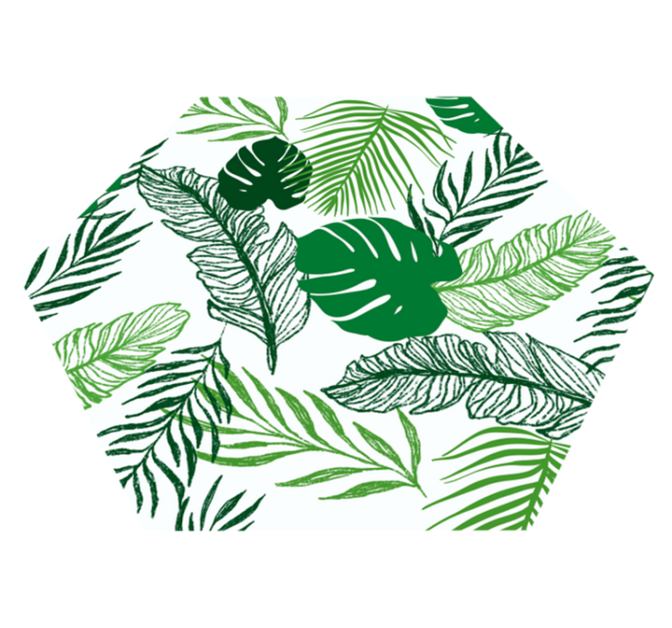 Tapis vinyle plantes hexagone de feuillage tropical - TenStickers