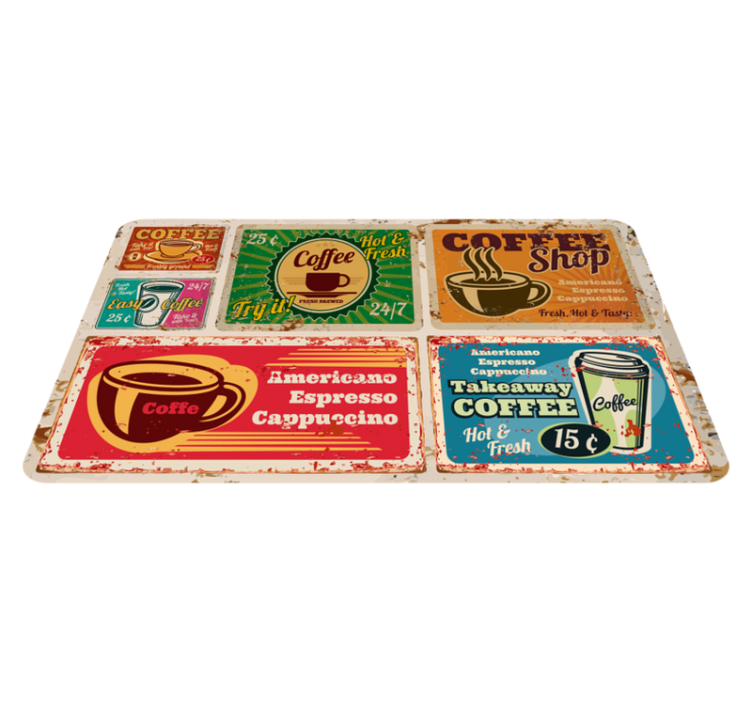 Tapis vinyle citation motifs sur le thème du café - TenStickers