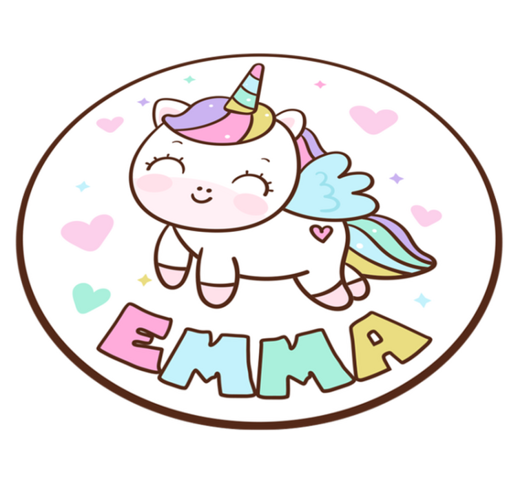 Fabuleux tapis vinyle fille licorne avec nom - TenStickers