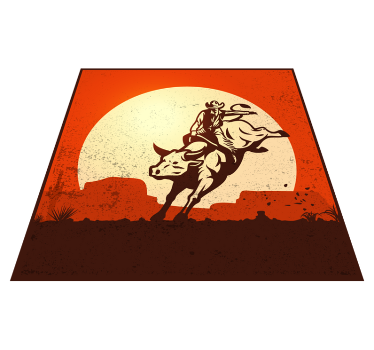 Tapis vinyle autres tapis silhouette de taureau de cowboy - TenStickers
