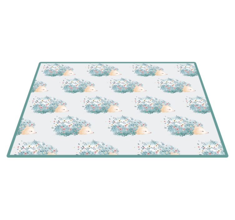 Tapis vinyle bébé motifs floraux de hérisson - TenStickers
