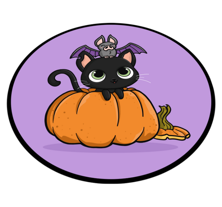 Tapis vinyle pour halloween félin chauve-souris d'halloween - TenStickers