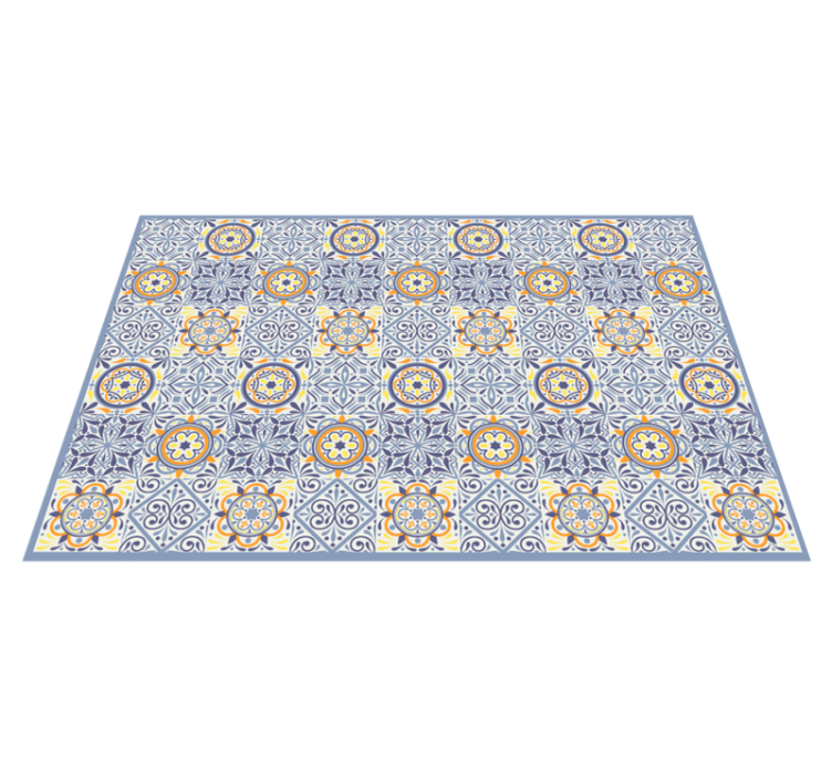 Tapis vinyle carreaux Jaune et gris - TenStickers