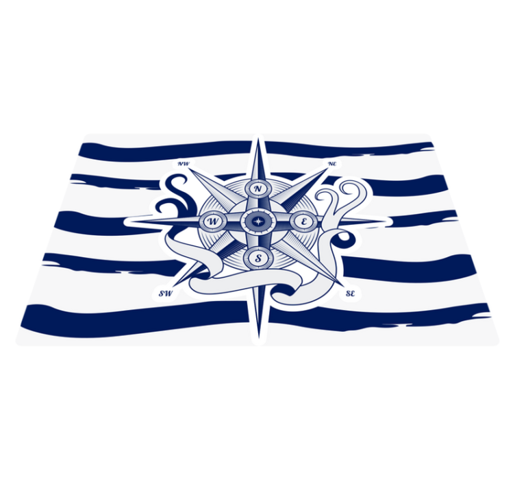 Tapis vinyle carte du monde boussole nautique - TenStickers