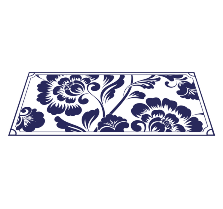 Tapis vinyle plantes motif floral bleu marine - TenStickers