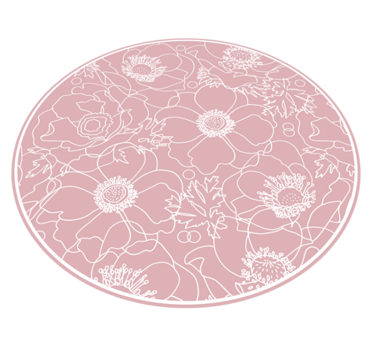 Tapis vinyle salle de bain rond motif fleurs roses élégantes - TenStickers