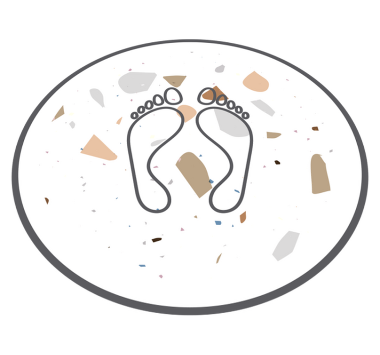 Tapis vinyle salle de bain rond empreintes terrazzo - TenStickers