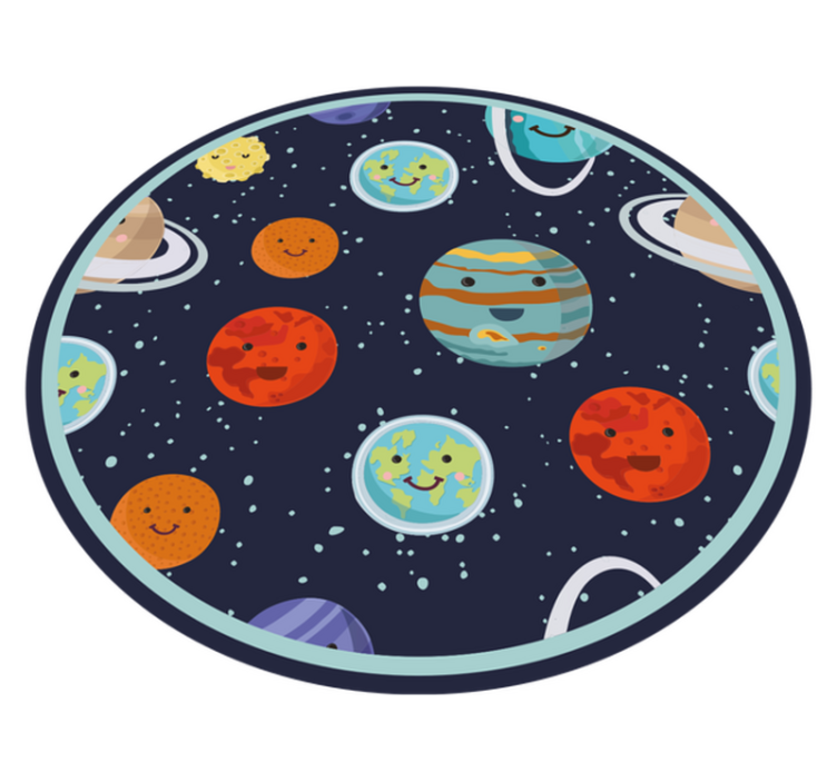 Tapis vinyle enfant cercle de planètes souriantes - TenStickers