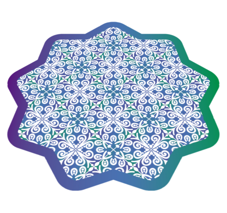 Tapis vinyle carreaux de ciment bleu et vert contour étoilé - TenStickers