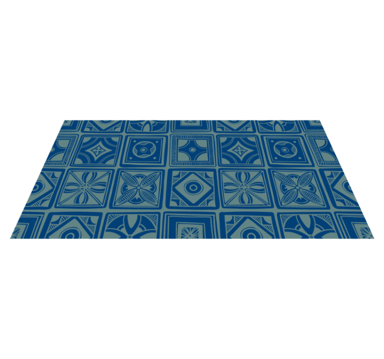 Tapis vinyle carreaux de ciment décoratif bleu - TenStickers