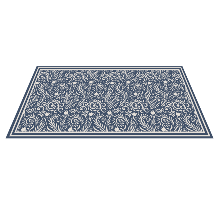Tapis lino cuisine motif ornement floral - TenStickers