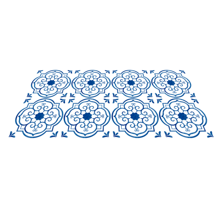 Tapis vinyle carreaux de ciment bleus et blancs - TenStickers