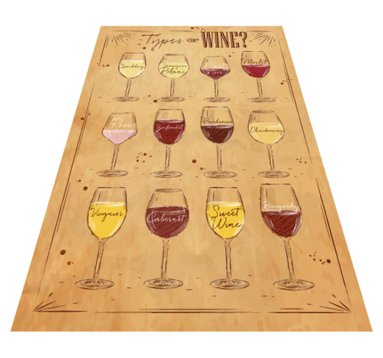 Tapis vinyle cuisine types de vin - TenStickers