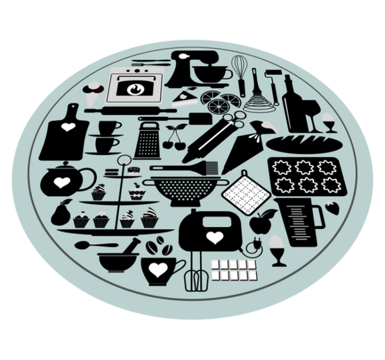 Tapis vinyle cuisine silhouettes culinaires - TenStickers