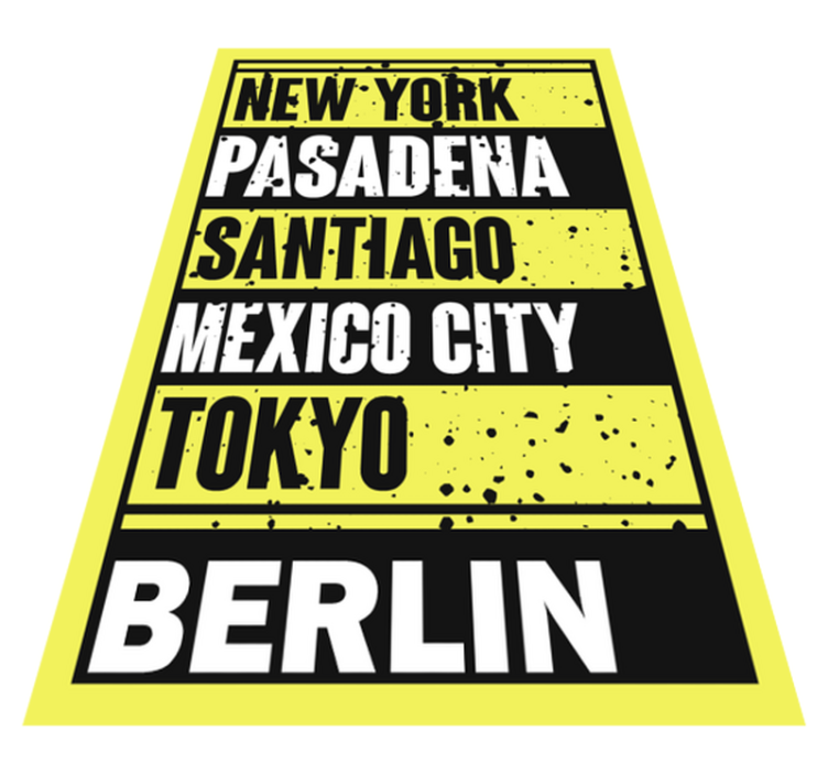 Tapis vinyle citation superposition de texte des villes - TenStickers