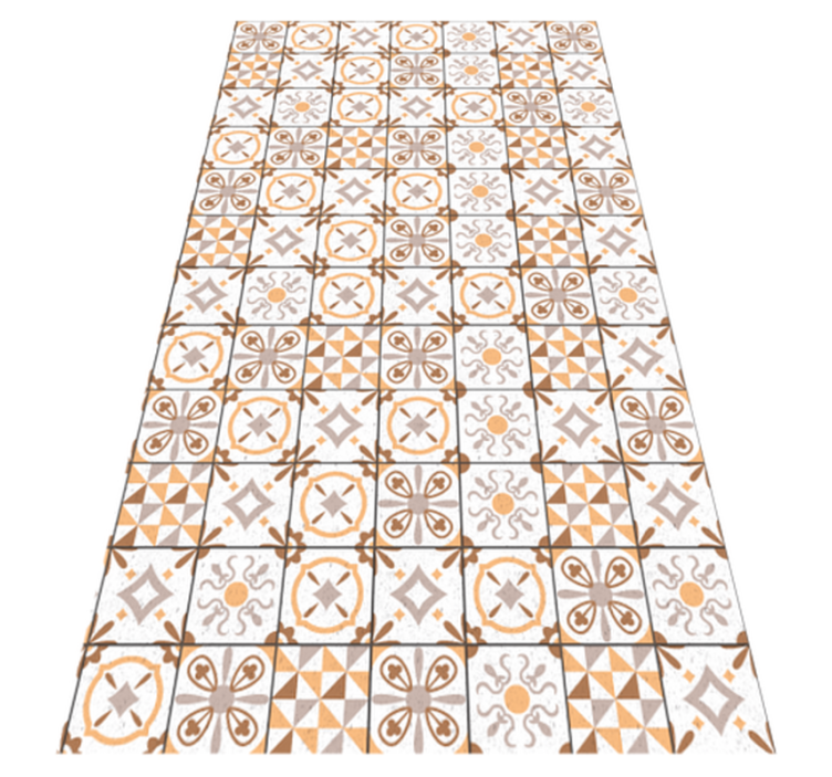 Tapis lino cuisine carreaux bruns - TenStickers