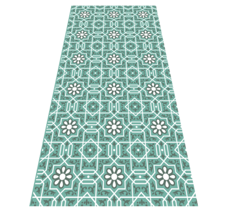Tapis vinyle cuisine carreaux de ciment vert bleu - TenStickers