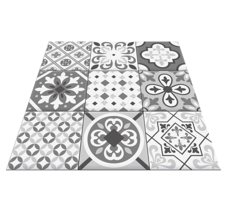 Tapis vinyle cuisine carreaux de ciment couleur grise - TenStickers