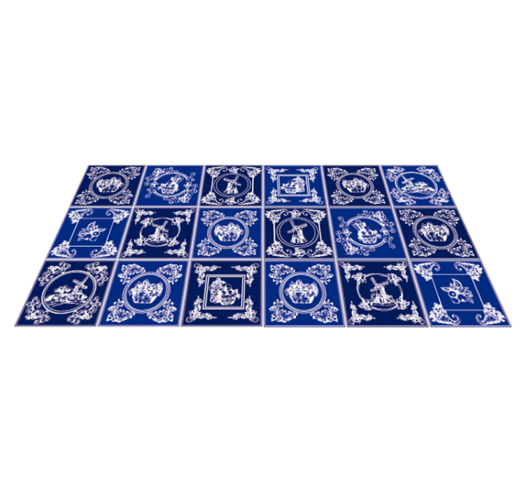 Tapis lino cuisine ornementation céramique - TenStickers