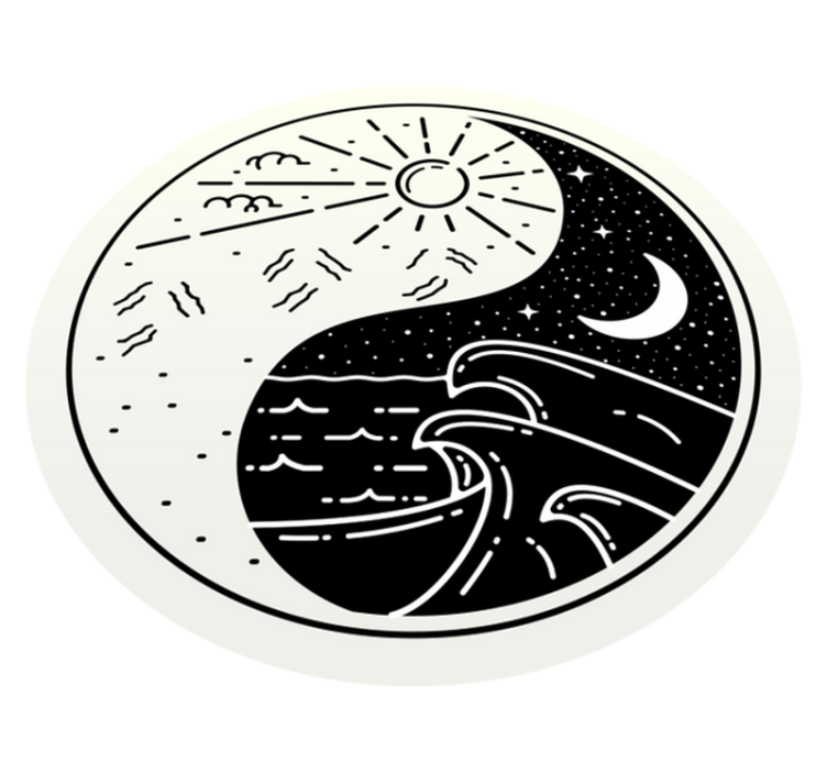 Tapis vinyle moderne Soleil et lune yin yang - TenStickers