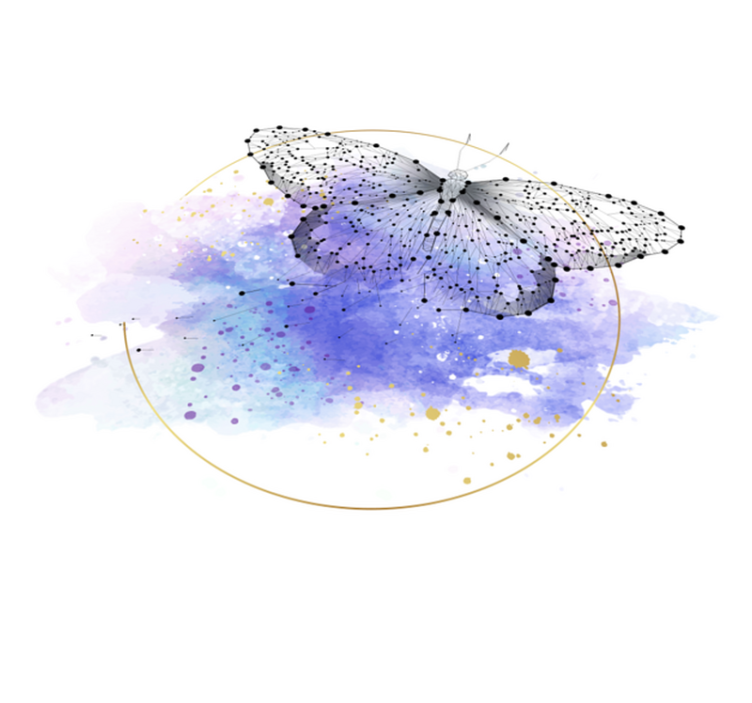 Tapis vinyle plantes aquarelle papillon - TenStickers