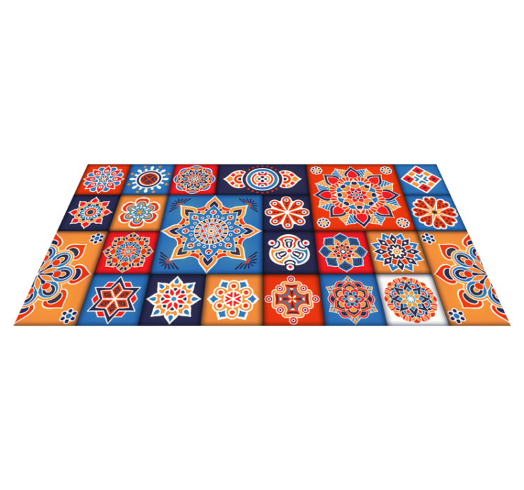 Tapis cuisine carreaux floraux colorés - TenStickers
