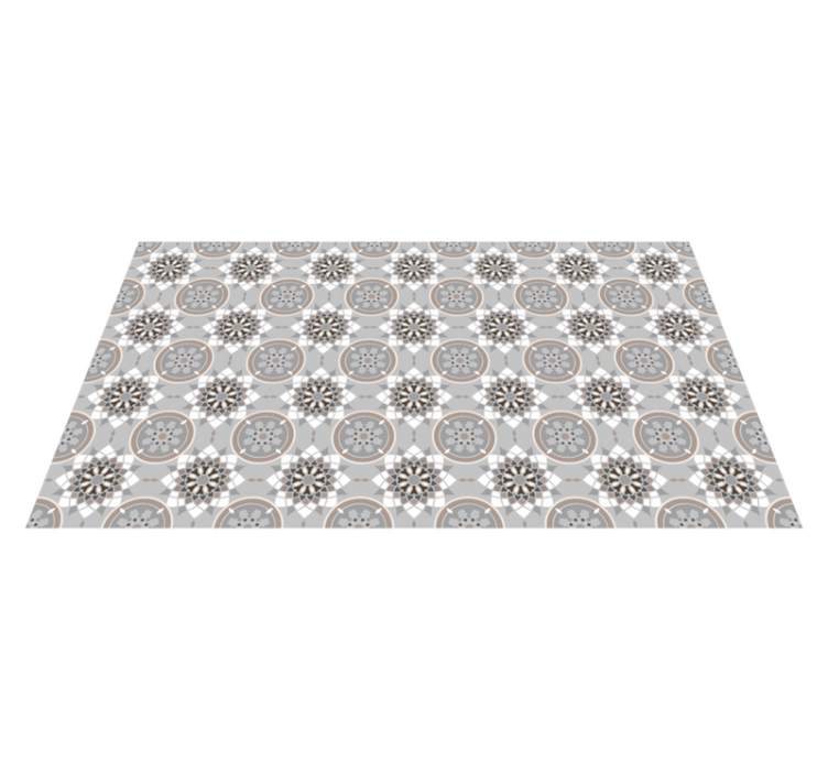Tapis vinyle cuisine carrelage fleurs au sol - TenStickers