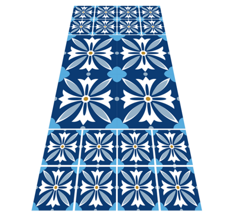 Tapis vinyle carreaux de ciment motif floral en céramique - TenStickers