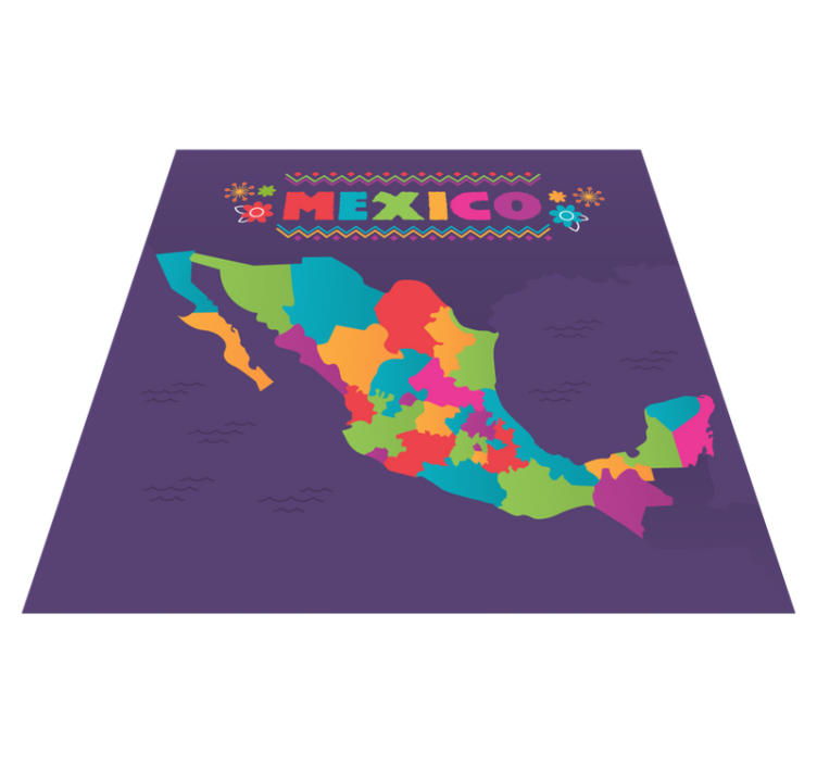 Tapis vinyle carte du monde mexique coloré - TenStickers