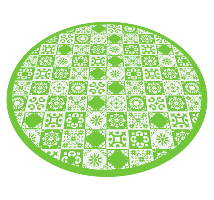 tapis vinyle carreaux Abstrait vert et blanc - TenStickers