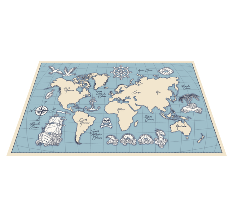 Tapis vinyle vintage carte du monde - TenStickers