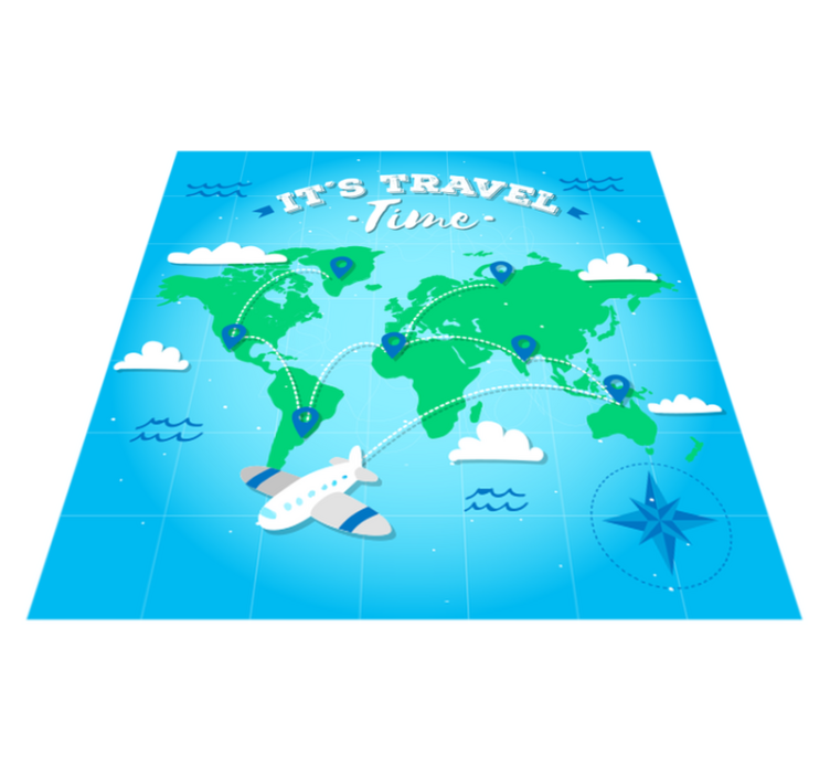 Tapis vinyle carte du monde exploration - TenStickers