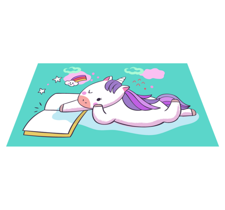 tapis vinyle animal Bébé licorne lecture - TenStickers