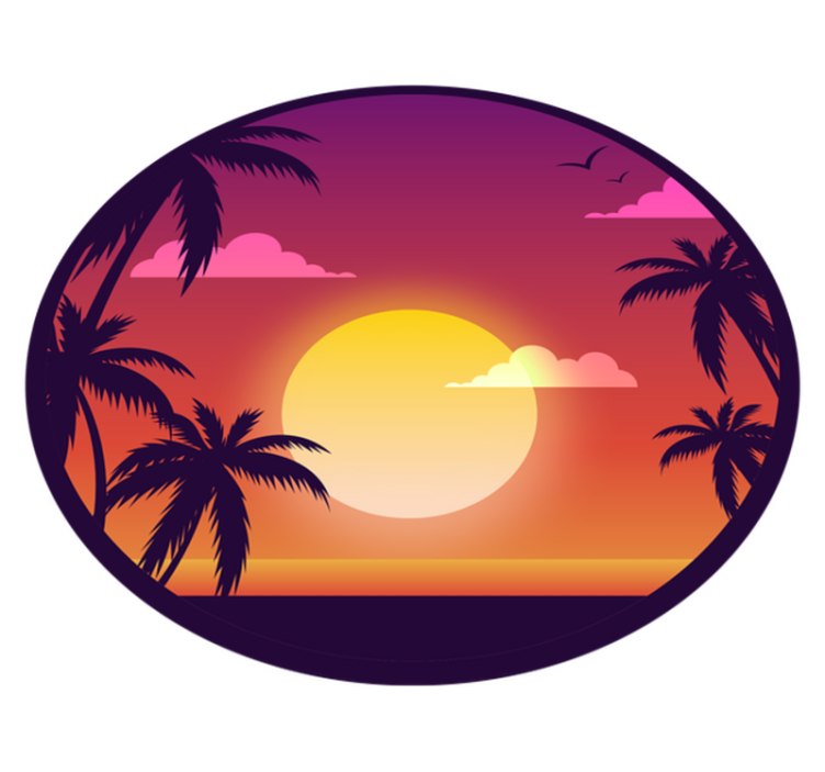 Tapis vinyle nature paysage de coucher de soleil tropical - TenStickers