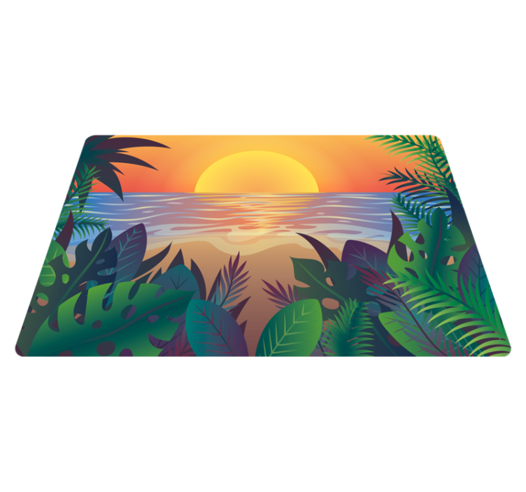 Tapis vinyle nature coucher de soleil tropical - TenStickers