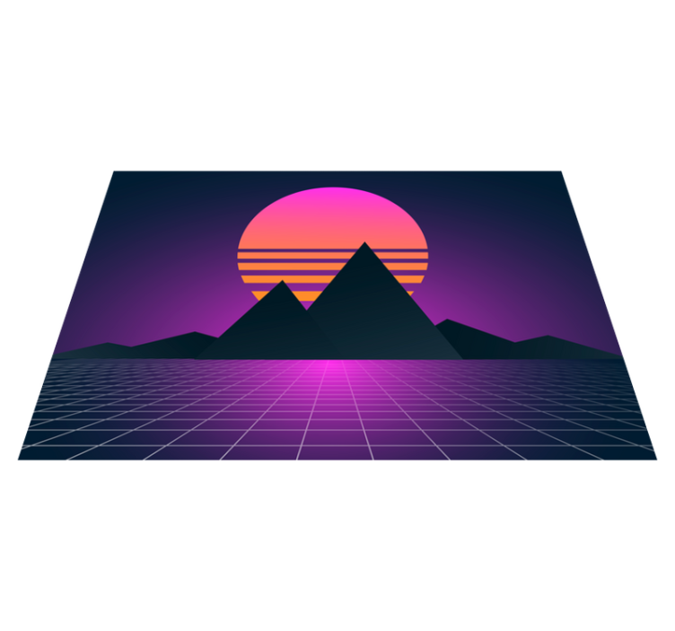 Tapis vinyle vintage géométrie rétro du coucher de soleil - TenStickers