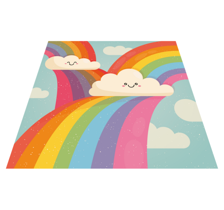 tapis vinyle pour enfants Arc en ciel dans les nuages - TenStickers