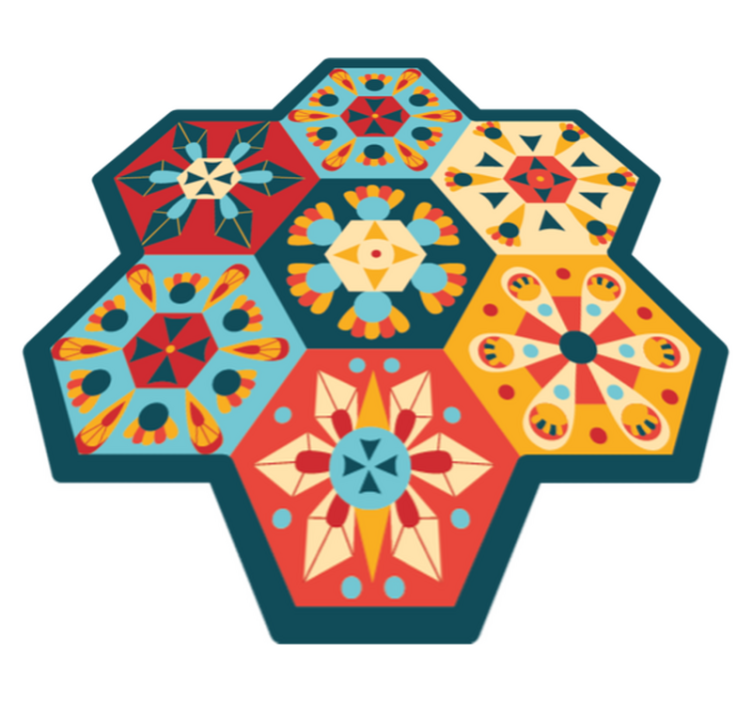 Tapis vinyle géométrique symétrie hexagonale - TenStickers