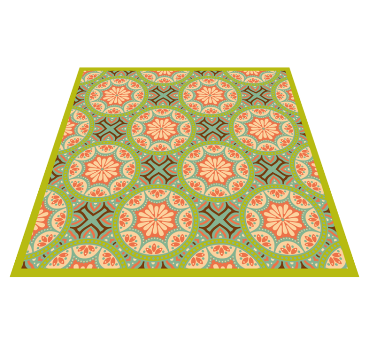 Tapis vinyle salle de bain motif carrelé orné - TenStickers