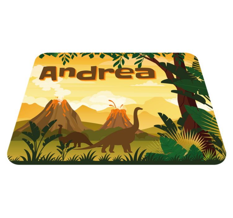 tapis vinyle avec nom Beau paysage avec des dinosaures - TenStickers
