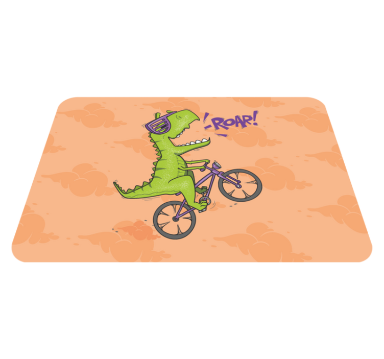 Tapis vinyle pour enfants rugissement de dinosaure à vélo - TenStickers